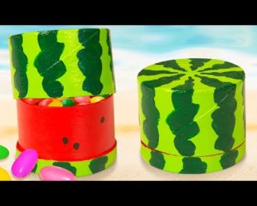 DIY Miniature Water Melon Gift Box | Toilet Paper Roll Craft Ideas for Kids on Box Yourself