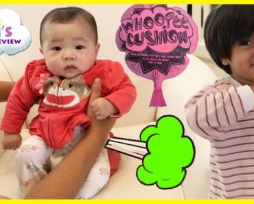 Twin Babies Fart with Kids Farting Toy Prank Whoopie Cushion! Ryan's Family Playtime with baby