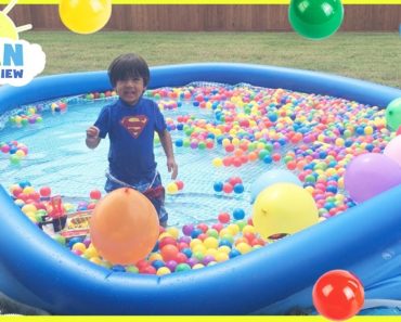 BALLOON POP CHALLENGE in Giant Inflatable Ball Pit Pool