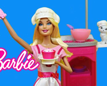 Barbie Dessert Chef and Pet Kitty Cat Bakery Toy Review Kids Toys