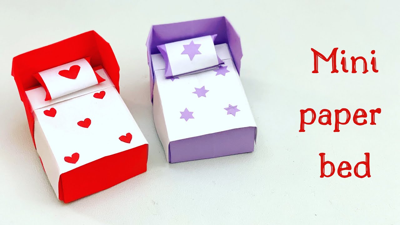 DIY MINI PAPER BED / Paper Crafts For School / Paper Craft / Easy Kids ...