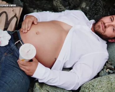 Expecting dad stages his own pregnancy photo shoot