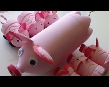 DIY Recycled Art and Crafts Ideas for Kids: How to Make Pig's Family from Plastic Bottles