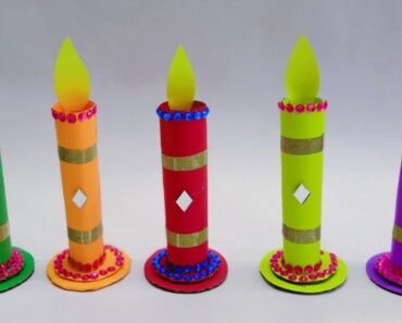 Easy Paper Candle Making At Home // Diwali Crafts Ideas // Kids Craft // Paper candle