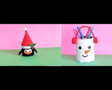 DIY-Penguin Storage box & Pen Holder/Craft ideas for kids/Recycle tissue roll/tissue roll craft