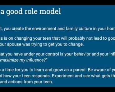 Parenting Teens- Part 5 (Being a good role model)