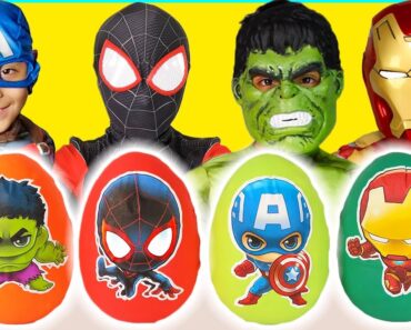 Marvel Play-Doh Surprise Eggs Costumes Disney Review Kids Toys Iron Man Spiderman Hulk Miles Morales
