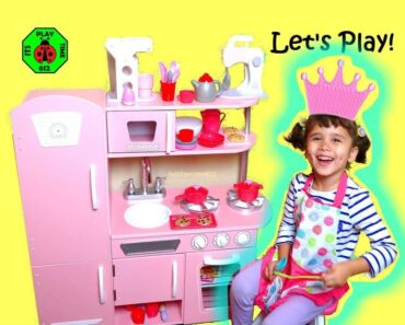 Pretend Play Cooking with Pink Toy Kitchen set for Kids and Children!